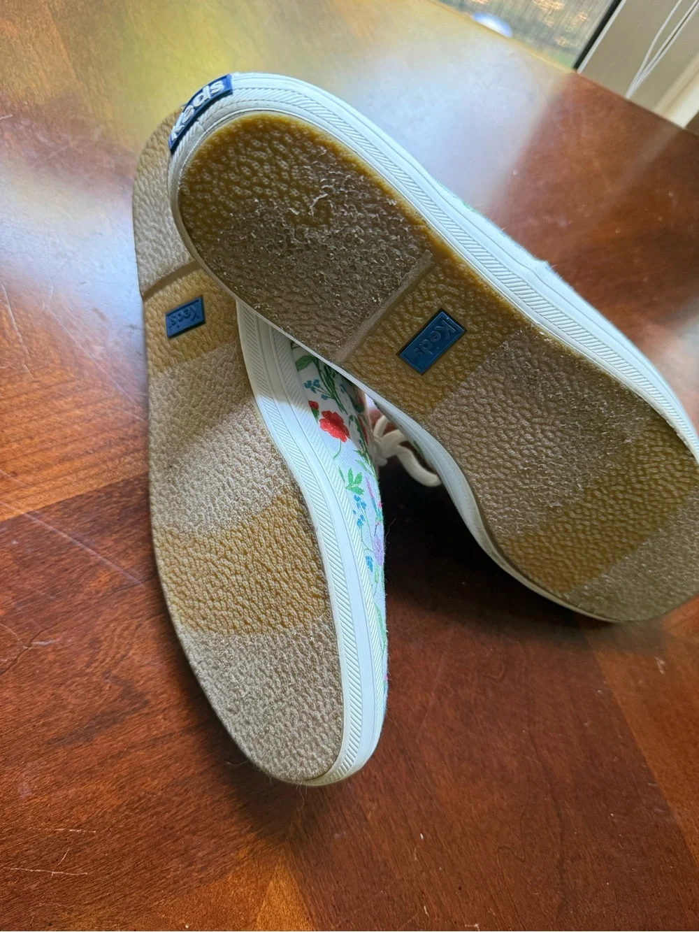 kate spade White Floral Canvas Sneakers with Multicolor Blooms and Hummingbirds